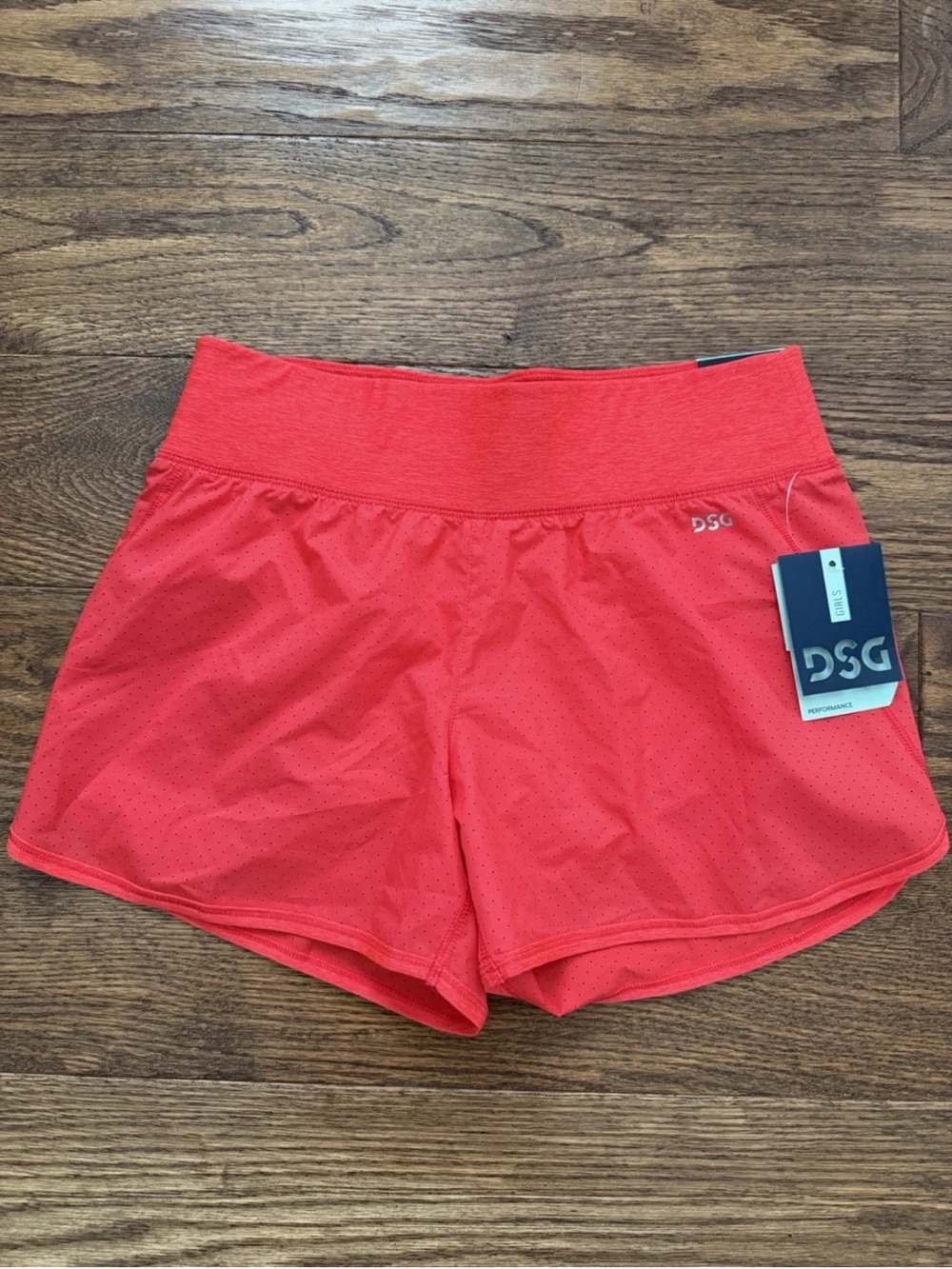 DSG Girls' Athletic Performance High Rise Stride Shorts Size 14 NWT Bright Coral